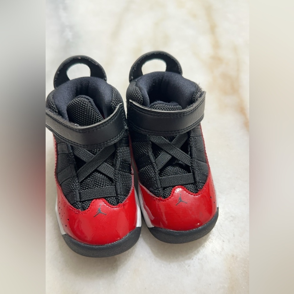 Nike Air Jordan 6 Rings Shoes Size 6c Black White Baby Toddler